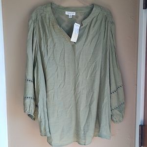 Studio Women JPR Green Flowy New Boho balloon sleeve Top Size 3X